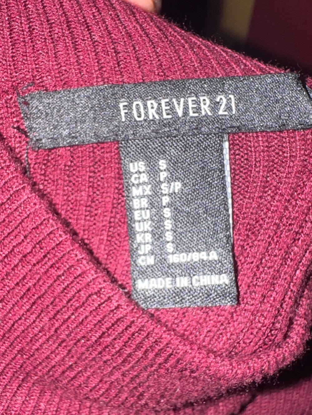 Forever 21 Burgundy Ribbed Turtleneck Sweater